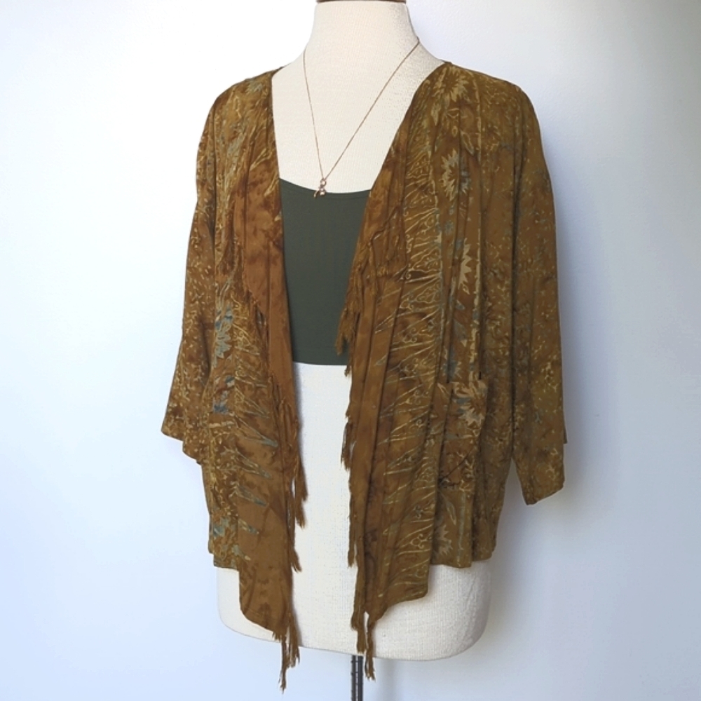 Fringe Tie Dye Boho Cartigan